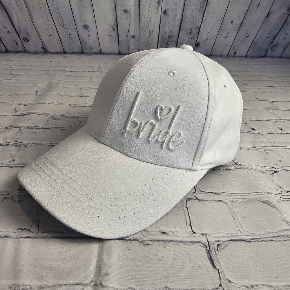 Miss To Mrs Baseball Hat Womens‎ Adjustable Cream BRIDE Wedding Faux Suade